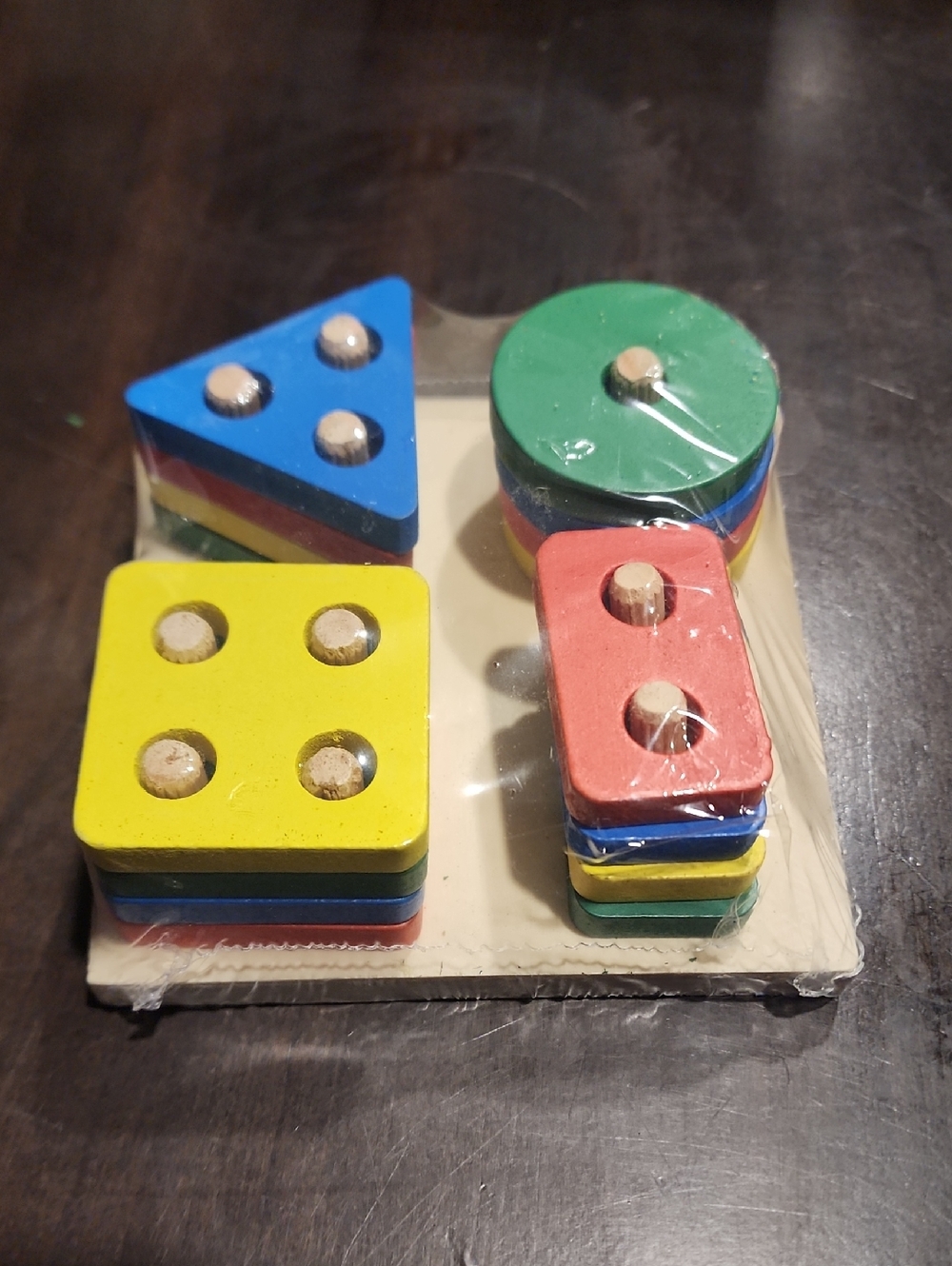 Stacking Shape Sorting Toy - Multicolor Wooden Educational Set Colorful Square